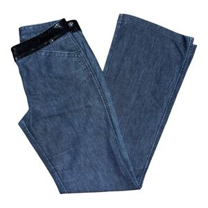 Women’s Express Dark Wash Flare Sequin Accent Jeans - 2